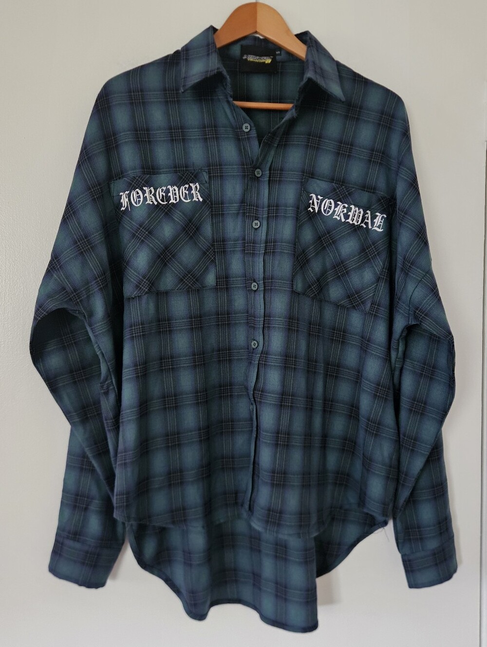 Nokwal Collection Men Shirt S Plaid Y2K Streetwear Grunge Skater Oversize Alt